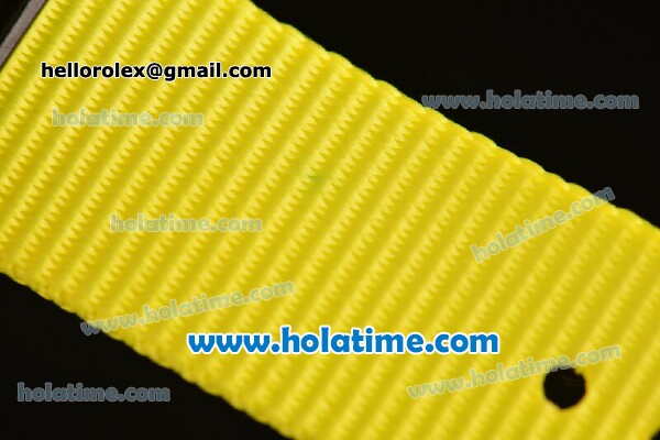 Rolex Submariner Asia 2813 Automatic PVD Case with Yellow Markers Carbon Fiber Dial and Yellow Nylon Strap - Click Image to Close